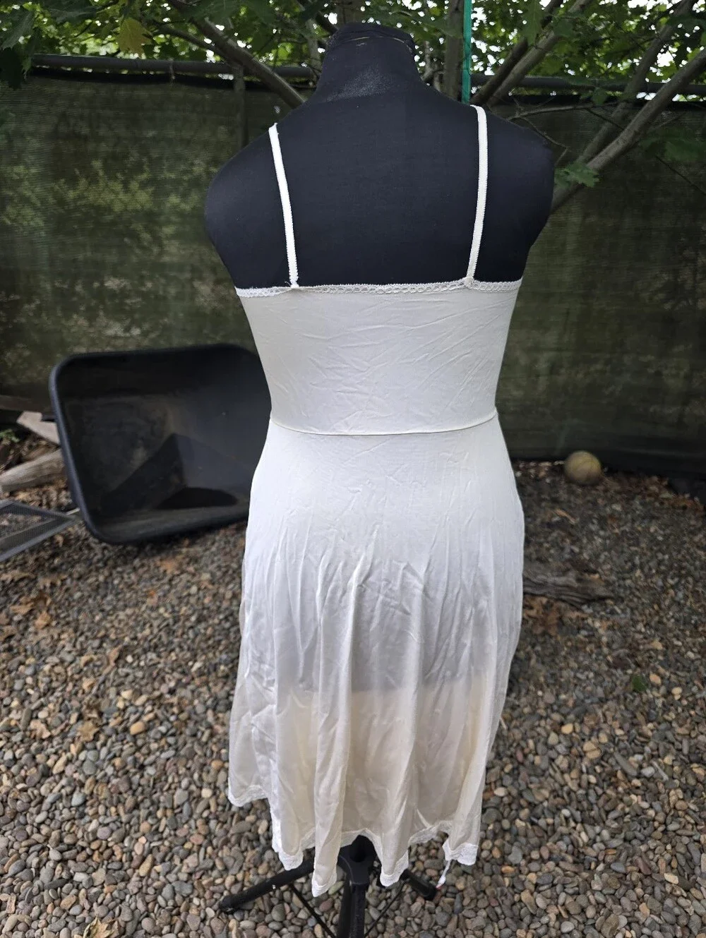 Vtg 70's Sears Cream Lace Nylon Slip Dress Cottagecore Fairycore Ethereal Bridal - Picture 4 of 9